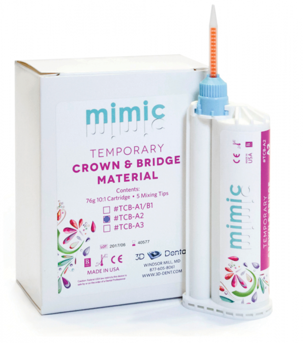 3D Dental Mimic Temporary Crown & Bridge Material, 10:1 Cartridge, 76G
