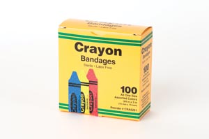 [CRA5261] Aso Careband™ Decorated Crayola Bandages, ¾" x 3" Strips, Latex Free (LF), Assorted, 100 bx