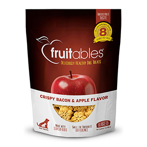 [2386] Fruitables Crunchy Dog Treats, Cripsy Bacon & Apple Flavor - 7 oz
