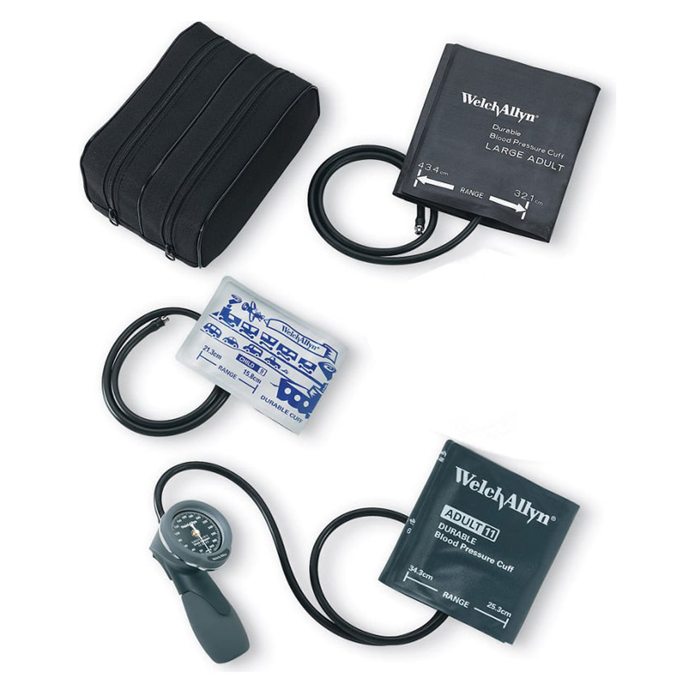 Welch Allyn Aneroid, DS66 Trigger, Family Kit with Two Piece Cuff, Assorted Sizes ( Child, Adult, Large Adult )