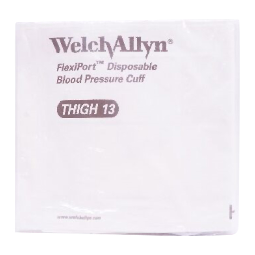 Welch Allyn Flexiport Soft Thigh Adult Disposable Blood Pressure Cuff with 2-Tubes, Locking Connector, 20/Pack