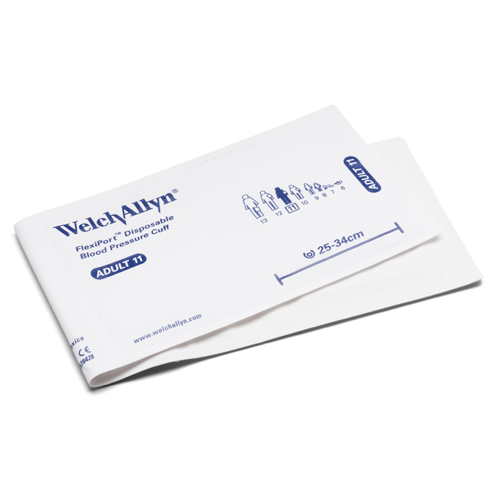 Welch Allyn Flexiport Soft Adult Disposable Blood Pressure Cuff with 2-Tubes, 20/Pack
