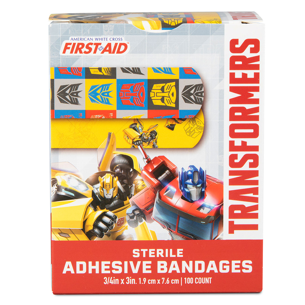 Dukal American White Cross 3/4 x 3 inch Transformers Adhesive Kid Design Bandages, 1200/Pack