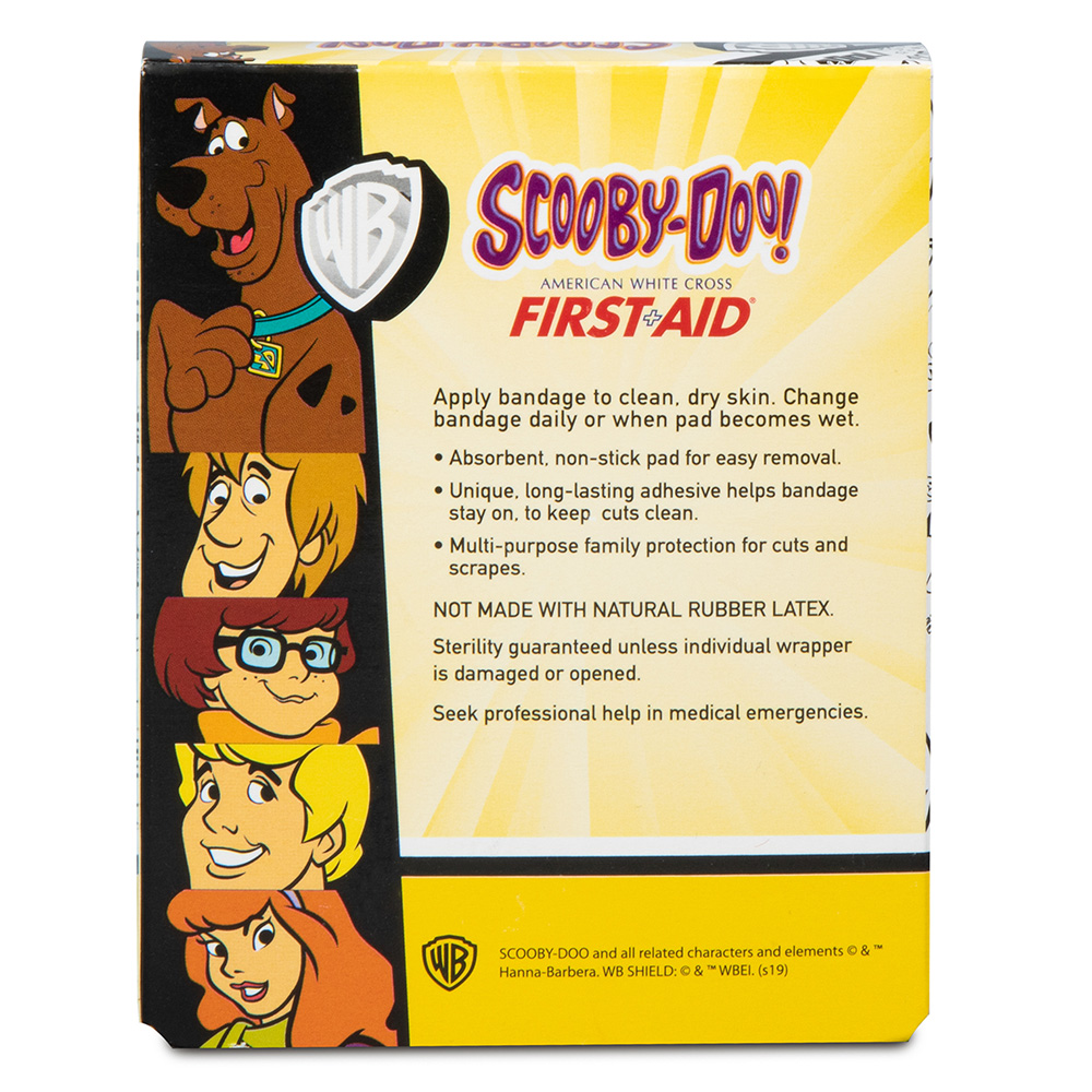 Dukal American White Cross 7/8 inch Scooby Doo Adhesive Kid Design Bandages, 2400/Pack
