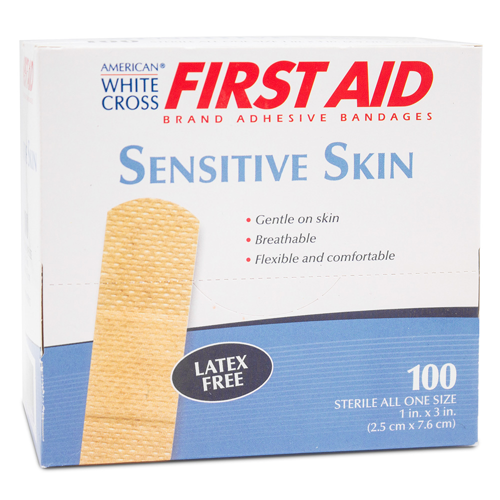 Dukal American White Cross 1 x 3 inch Sensitive Skin Adhesive Bandages, 1200/Pack