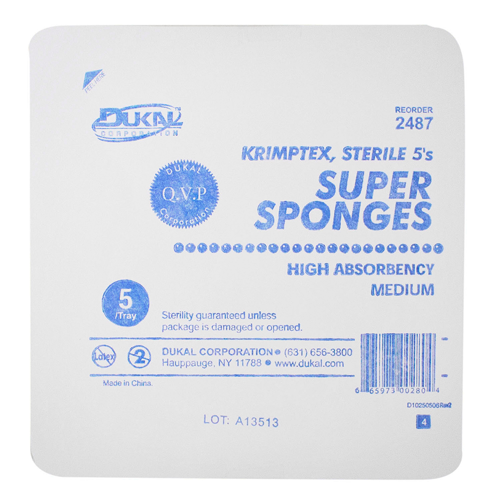 Dukal 32-Ply Medium Super Sterile Sponges, 600/Pack