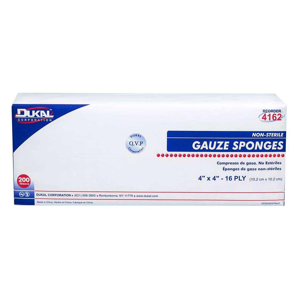 Dukal 4 x 4 inch 16-Ply Not-Sterile Gauze Sponges, 2000/Pack