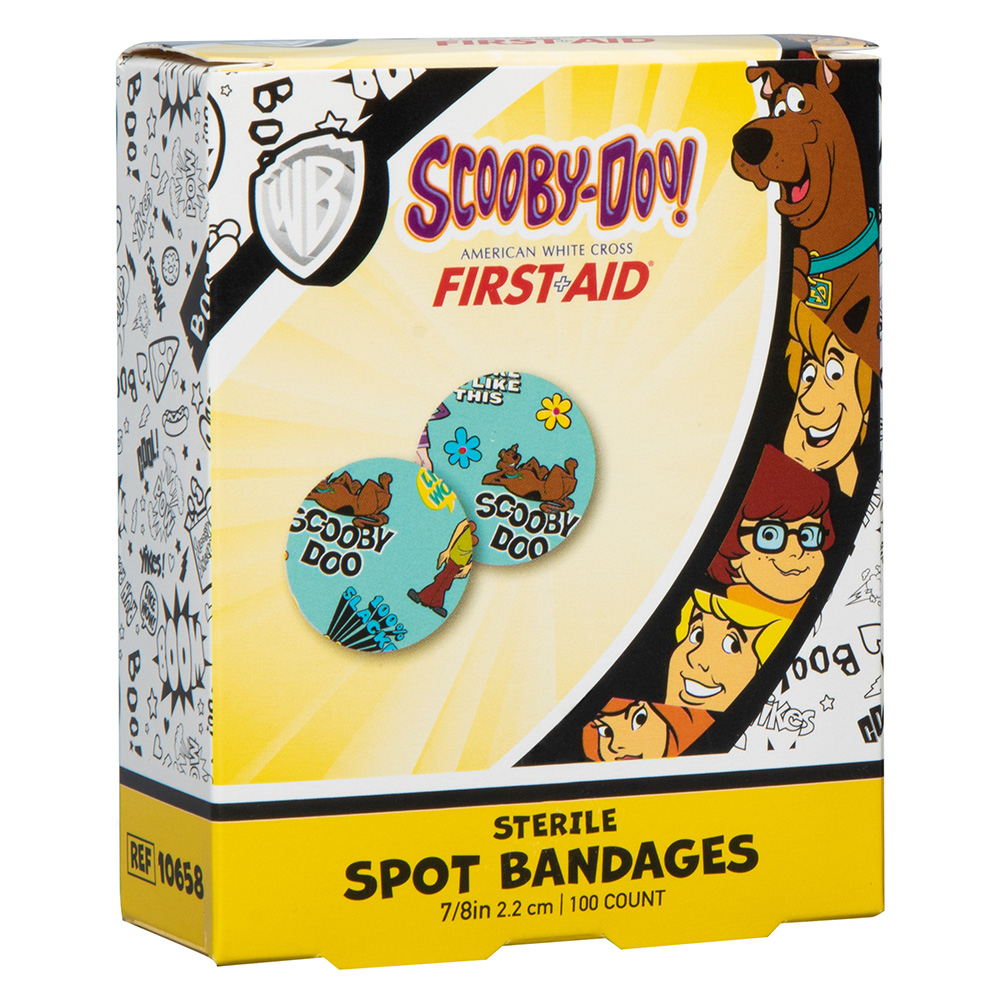 Dukal American White Cross 7/8 inch Scooby Doo Adhesive Kid Design Bandages, 2400/Pack