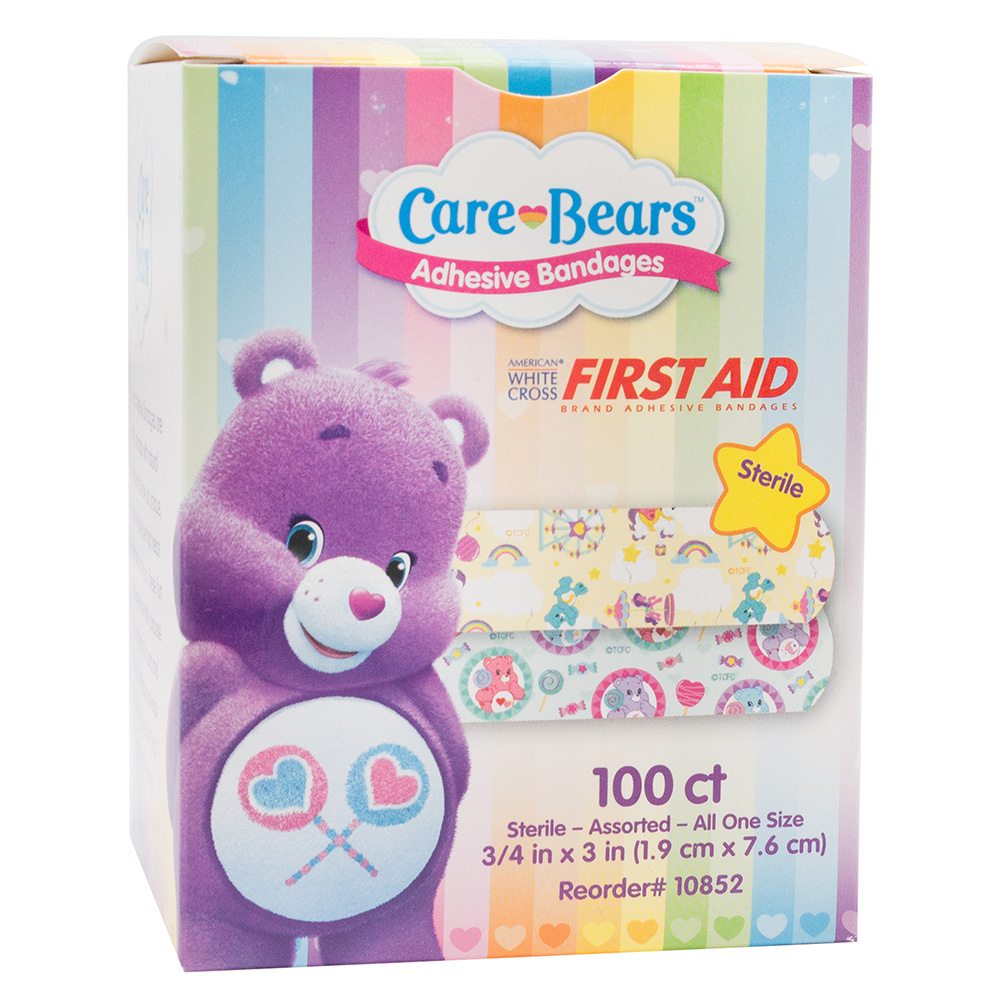 Dukal American White Cross 3/4 x 3 inch Care Bears Adhesive Kid Design Bandages, 1200/Pack, Stat Strip