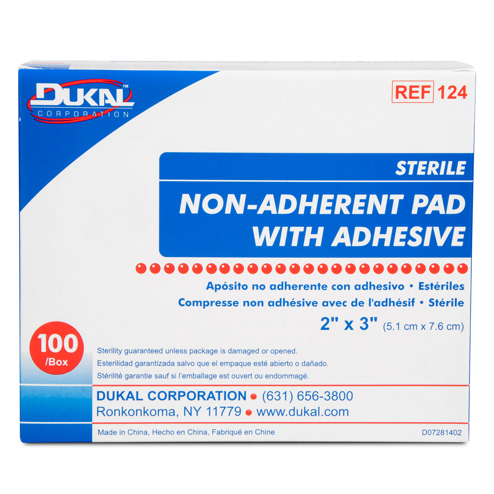 Dukal 2 x 3 inch Sterile Non Adherent Pad with Adhesive, 2400/Pack