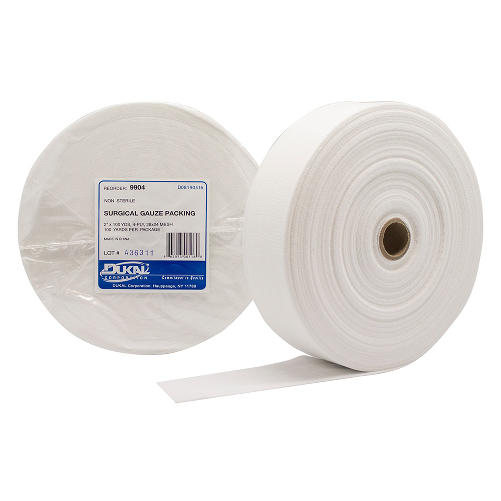 Dukal 2 inch x 100 yds 4-Ply Gauze Packing Roll, 10/Pack