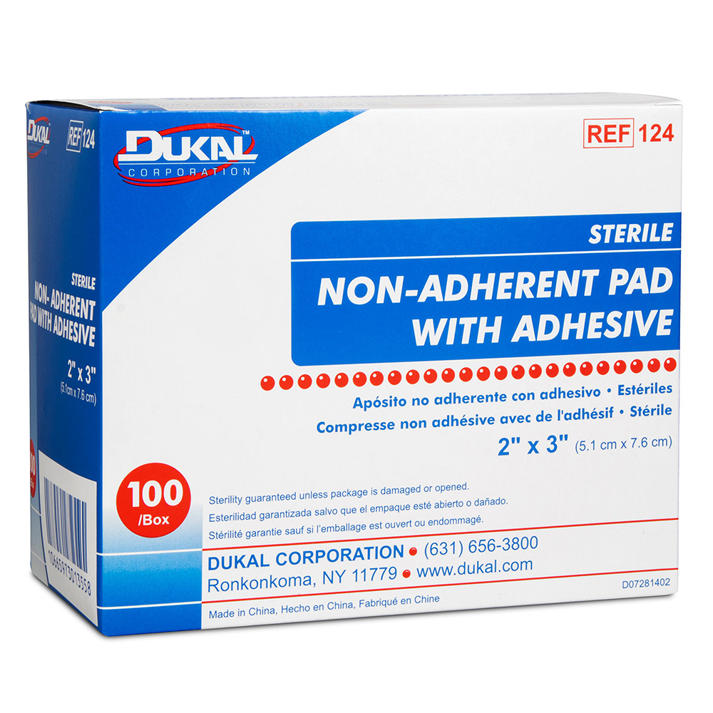 Dukal 2 x 3 inch Sterile Non Adherent Pad with Adhesive, 2400/Pack
