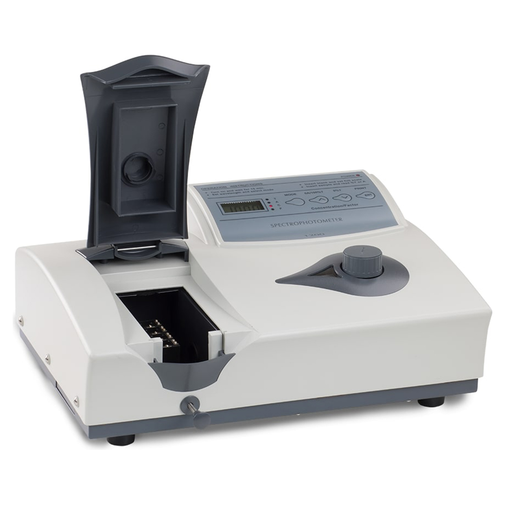 Unico Productivity Series 5 nm Bandpass Spectrophotometer in 110V with 2 pcs of 10mm Square Glass Cuvettes, 12 pcs of 10mm Test Tubes, Dust Cover