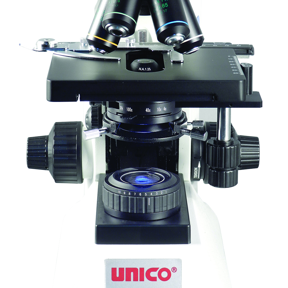 Unico Trinocular 10X Widefield Eyepiece 4X 10X 40X 100X Plan Phase 4X Brightfield for G500 Series Microscope