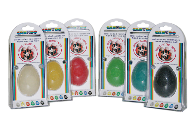 Fabrication CanDo Large Gel Cylindrical Hand Squeeze Ball, Assorted Color, 6 Pieces/Pack
