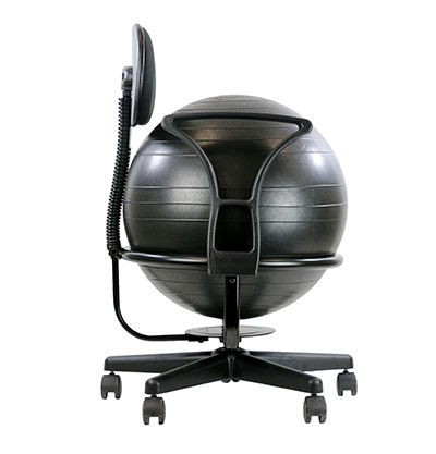 Fabrication CanDo 250 lb Metal Mobile Ball Chair w/ 22 inch Black Ball/Arms & Back
