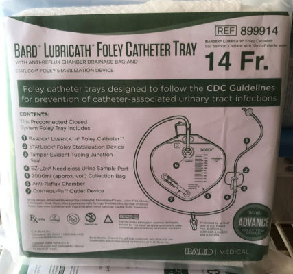Bard Medical Lubricath 14 Fr Advance Drainage Bag Foley Trays, 10/Case