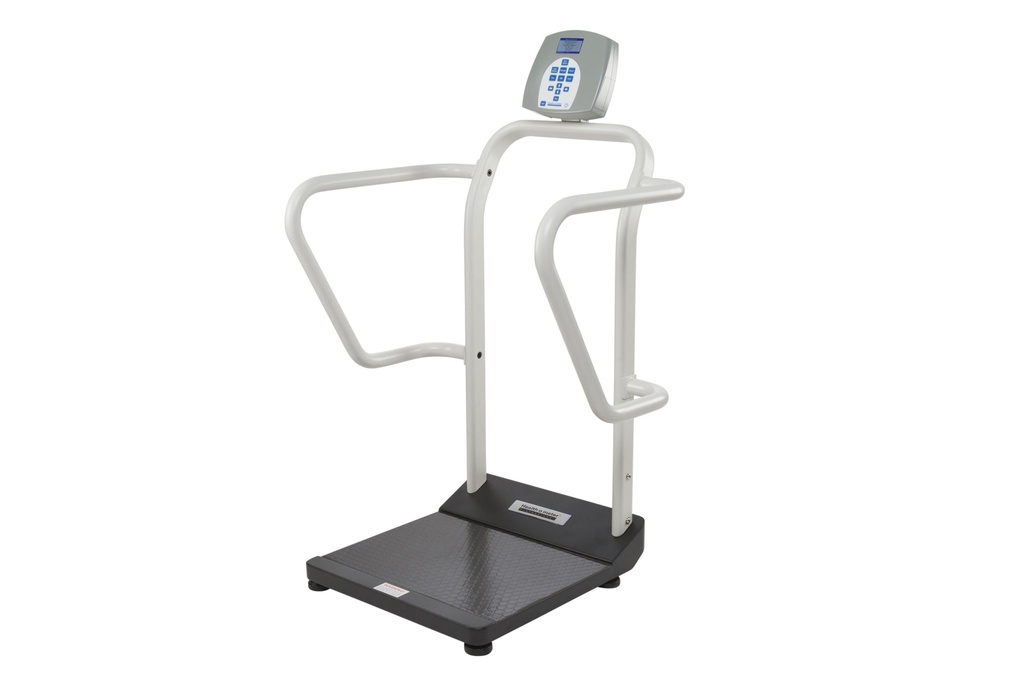 Health O Meter Professional 454 kg Digital Platform Scale Kilograms Only w/ Extra Wide Handrails & Height Rod