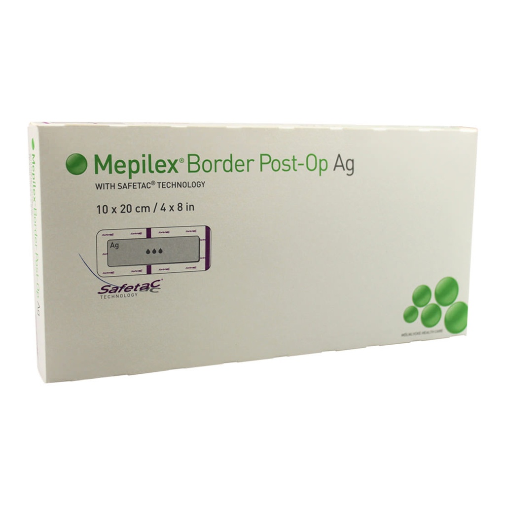Molnlycke Mepilex 4 inch x 8 inch Silver Foam Border Post-Op Ag Dressings, Tan, 25/Case