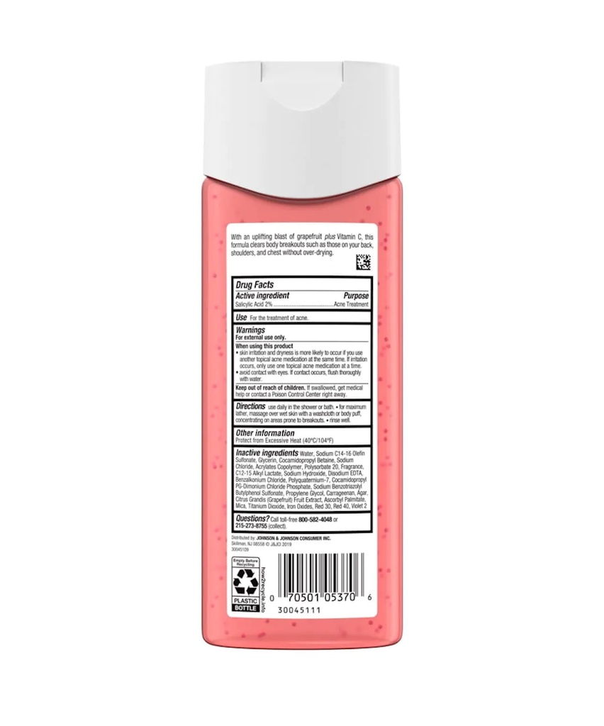 Johnson & Johnson Neutrogena Body Clear 8.5 fl oz Grapefruit Body Wash - 12/Case