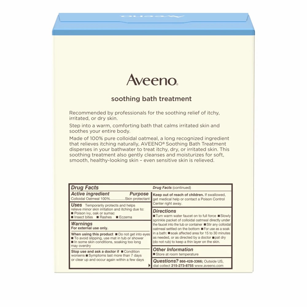 Johnson & Johnson Aveeno 1.5 oz Oatmeal Soothing Bath Treatment, 24/Case