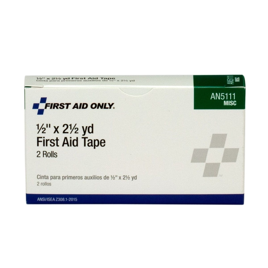 First Aid Only 1/2 inch x 2.5 Yd. First Aid Tape Roll, 2/Box