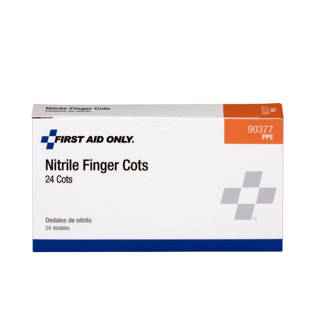 First Aid Only Large Nitrile Finger Cot, Blue, 24/Box