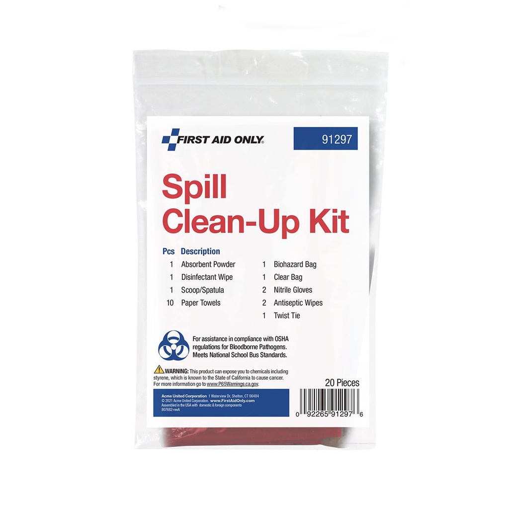 First Aid Only Bodily Fluid Spill Clean Up Kit with Plastic Bag