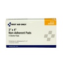 First Aid Only 3 inch x 4 inch Non-Adherent Pad with Adhesive Edge, 4/Box