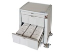 Capsa Avalo 24 inch PCS Punch Card Medication Cart with Core Removable Key Lock and White/Blush Salmon
