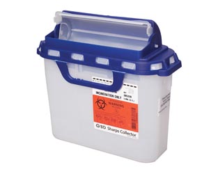 BD Recykleen Sharps Collector, 5.4 Qt, Pharmacy Dual Opening Hinged Top