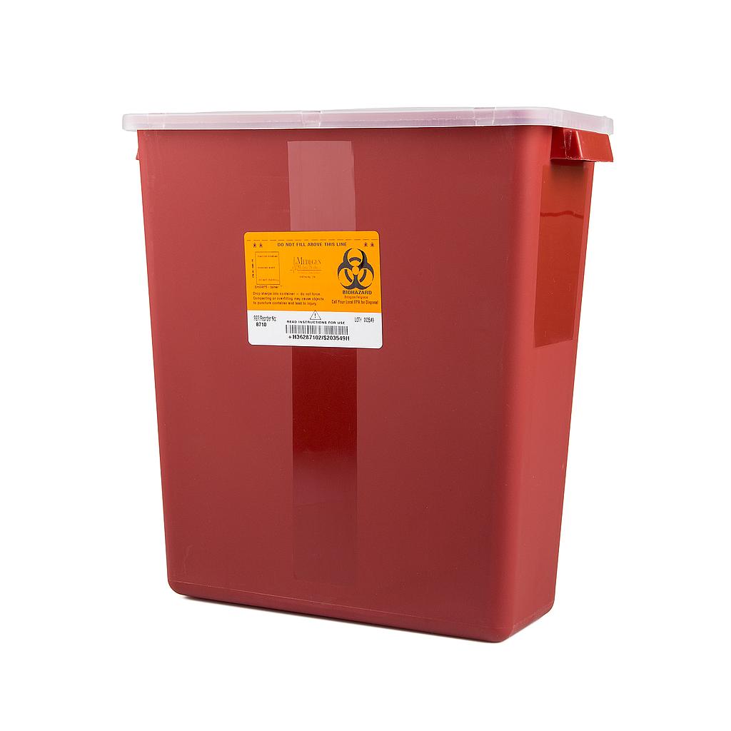 Medegen Stackable Sharps Container, 3 Gallon Red/ Black, Large Tortuous Path Lid