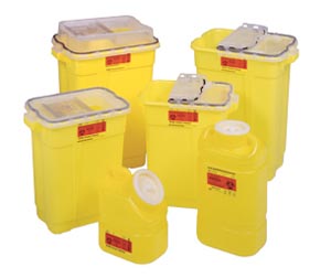 BD Chemotherapy Sharps Collector, 17 Gallon, Hinged Top Gasketed, Yellow
