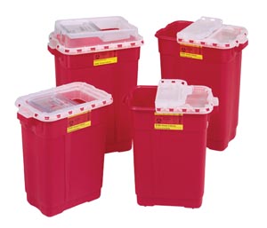 BD Extra Large Sharps Collector, 19 Gal, Slide Top Gasketed, Red