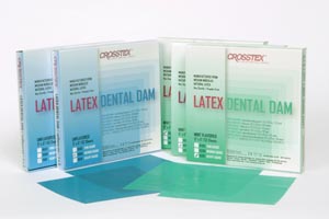 Crosstex Dental Dam, Heavy, Green, 5" x 5", Mint, 52 sheets/bx