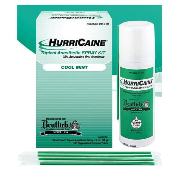 Beutlich HurriCaine® Topical Anesthetic Spray - Mint w/ Disposable Extension Tubes