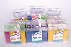 Microbrush Plus Dispenser Kit, Fine Size, Yellow, 1 Dispenser + 50 Applicators