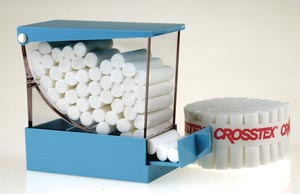 Crosstex Deluxe Cotton Roll Dispenser, 4" x 3.3" x 2", Blue