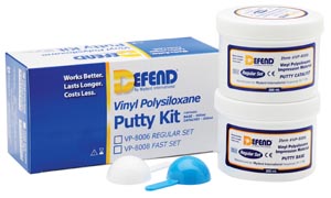 Mydent Vinyl Polysiloxane Putty Kit-Fast Set. Includes 2x300 mL jars + 2 scoops