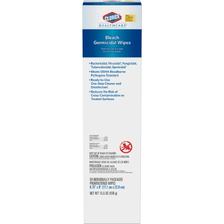 Healthlink-Clorox Clorox Healthcare® Wipes, Bleach Germicidal, 6.75 x 9, 50/can