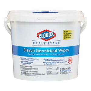 Clorox Healthcare® Wipes, Bleach Germicidal, 12 x 12, Starter Kit, 2/cs, 110/bucket