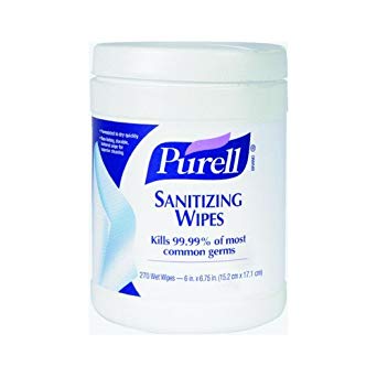 Gojo Purell® Sanitizing Hand Wipes, Non Linting, 270 ct Popup Canister, Wiper Size 6" x 6&fr