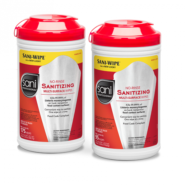 PDI Sani-Wipe™ Non-Rinse Food Contact Hard-Surface Sanitizing Wipes, 7.75" x 9", 95/can