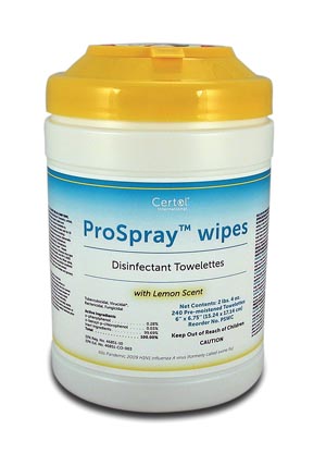 Certol Prospray™ Disinfectant Wipes, 6" x 6¾", 240/canister