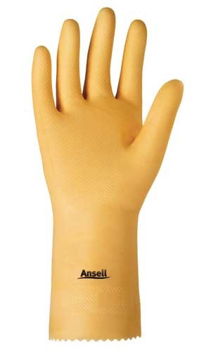 Ansell Canners & Handlers Latex Industrial Glove, Rolled Beaded Cuff, Diamond Embossed, Size 7