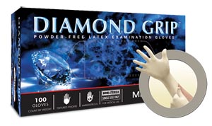 Microflex Diamond Grip™ Powder-Free Latex Exam Gloves, PF Latex, Textured Fingers, X-Large