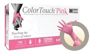 Microflex Colortouch® Pink Powder-Free Latex Exam Gloves, Textured, Pink, Large