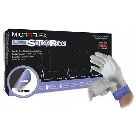Microflex Lifestar™ EC Powder-Free Nitrile Exam Gloves, White Exterior/ Blue Interior, Med