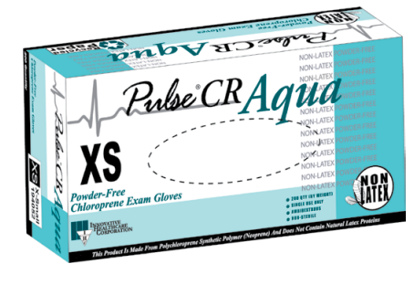 Innovative Pulse® CR Powder-Free Synthetic Gloves, Polychloroprene, Aqua, Medium