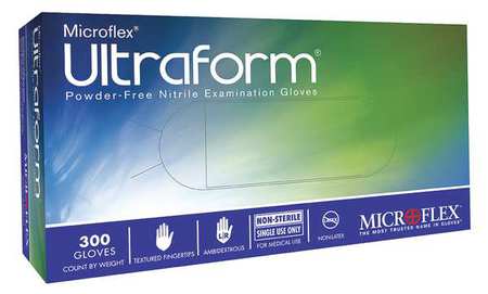 Microflex Ultraform® Powder-Free Nitrile Exam Gloves, Blue, 1/2 Size Medium/Large